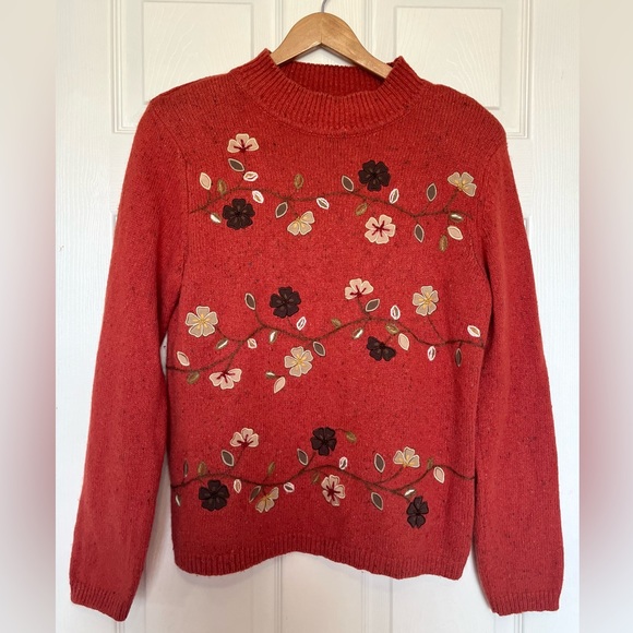 ALFRED DUNNER VINTAGE EMBROIDERED FLOWER BEADED AUTUMN SWEATER WOOL BLEND SZ PM - Picture 12 of 15